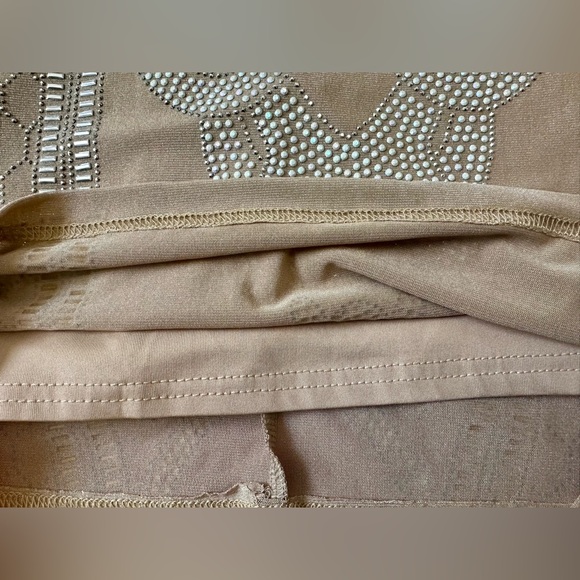 Fashion Nova Bling Rhinestone Halter Mini Dress - Nude Tan Women’s Size Large - Picture 7 of 9